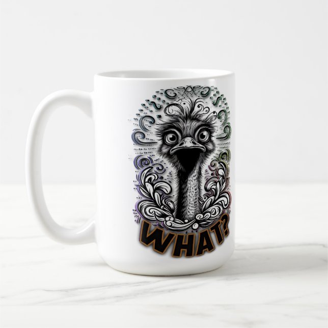 Taza De Café "What? Cute Ostrich" Mug (Izquierda)