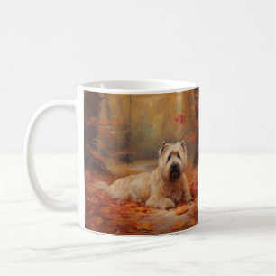 Taza De Café Wheaten Terrier en hojas de otoño caídas Inspira 