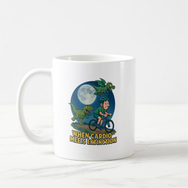 Taza De Café When Cardio Meets Extinction – Funny Dinosaur (Izquierda)