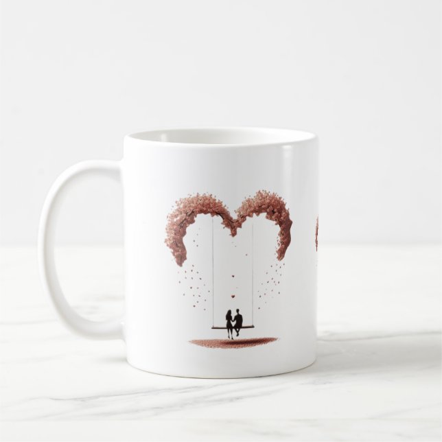 Taza De Café Where Love Gently Falls Petals Between Two Hearts  (Izquierda)