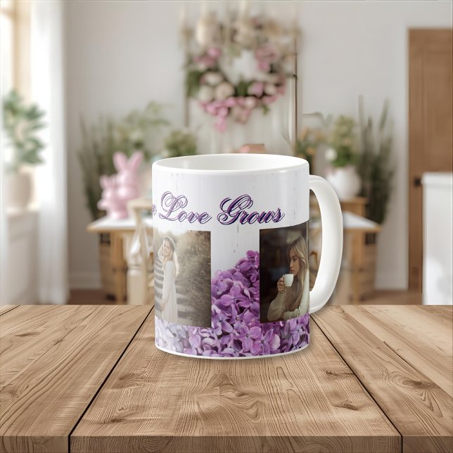 Taza De Café Where Love Grows Mug | Personalized Lilac Photo Mu (Subido por el creador)