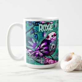 Taza De Café Whimsical Abstract Bird Floral Personalized