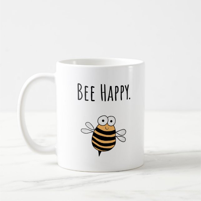 Taza De Café Whimsical Bee Happy Word Mug (Izquierda)