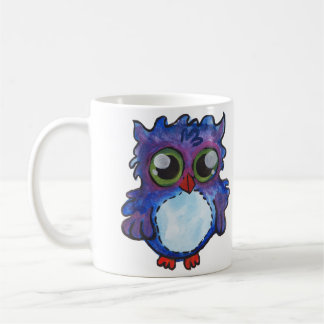 Taza De Café Whimsical Blue Owl Mug - ¡Muy Despierto Ahora!