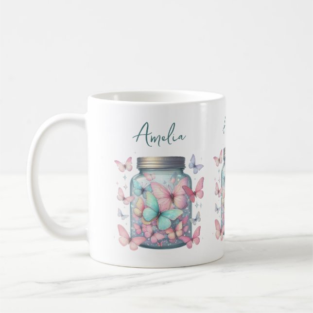 Taza De Café Whimsical Butterflies in a Jar (Izquierda)
