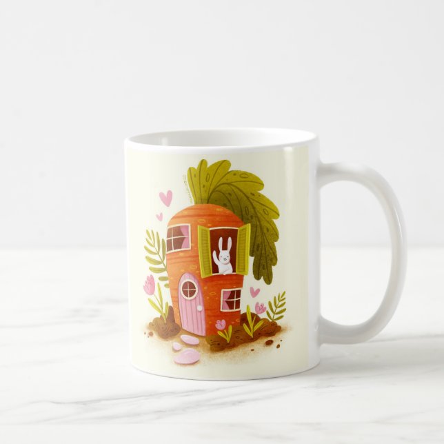 Taza De Café Whimsical Carrot Bunny House Mug Cute Farm Animals (Derecha)