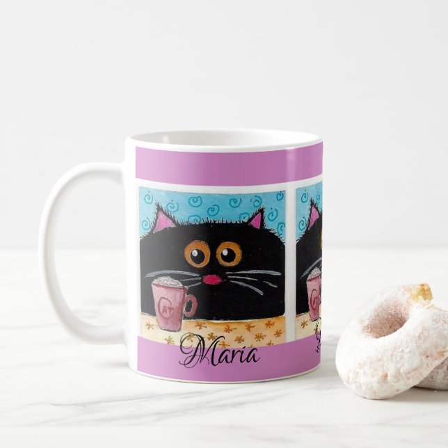 Taza De Café Whimsical Cat Mug (Con donut)
