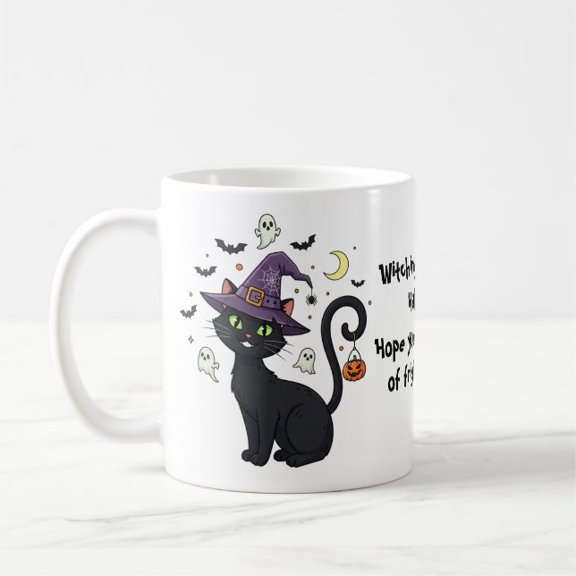 Taza De Café Whimsical Cat Mug Gift Para Halloween (Izquierda)