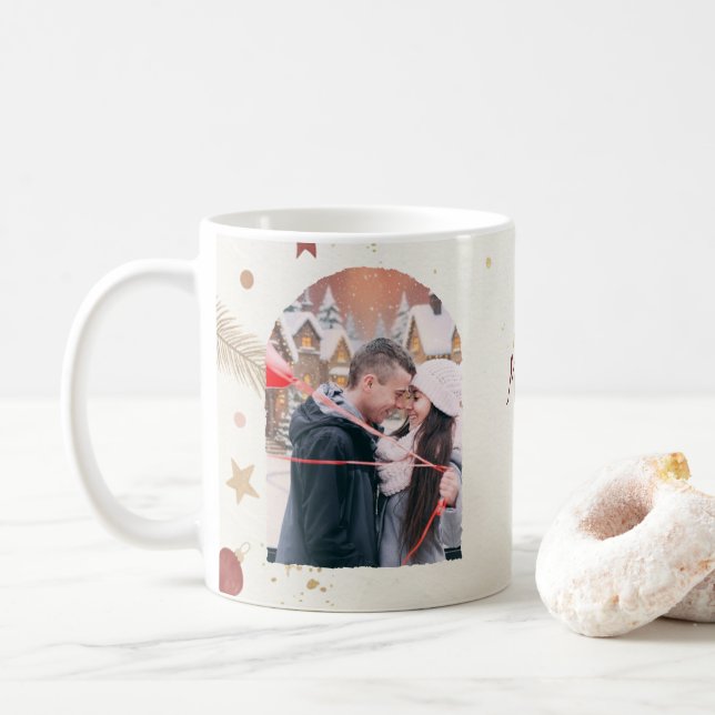 Taza De Café Whimsical Christmas Mug – Minimal Holiday Design (Con donut)