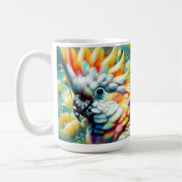 Taza De Café Whimsical Cockatoo Ave Amarillo Poppies Floral