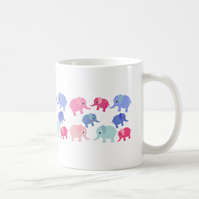 Taza De Café Whimsical Colorful Elephants Coffee Mug (Derecha)