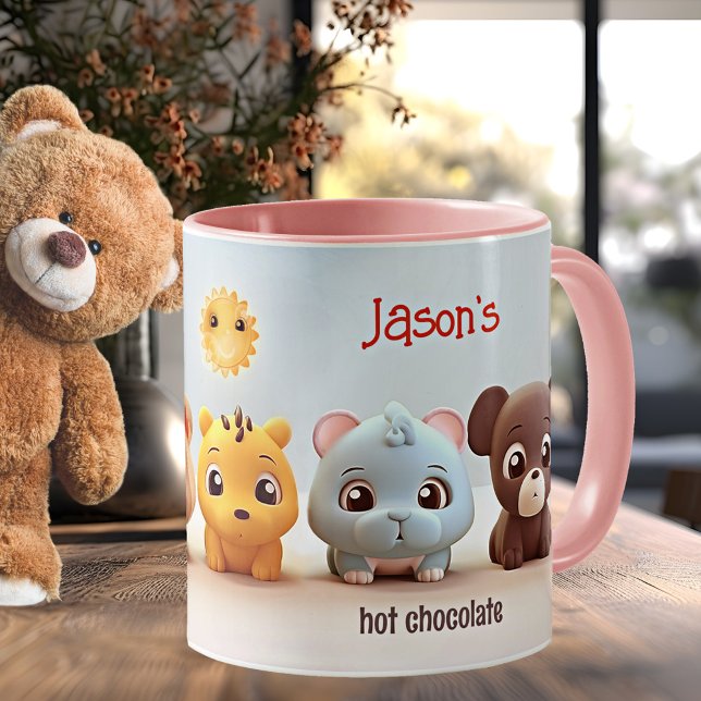 Taza De Café Whimsical dones de café para niños (Personalized mug featuring illustrations of cute whimsical dogs in lovely pastel colors)