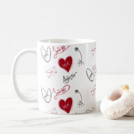 Taza De Café Whimsical Doodles Hand Drawn Valentines Day