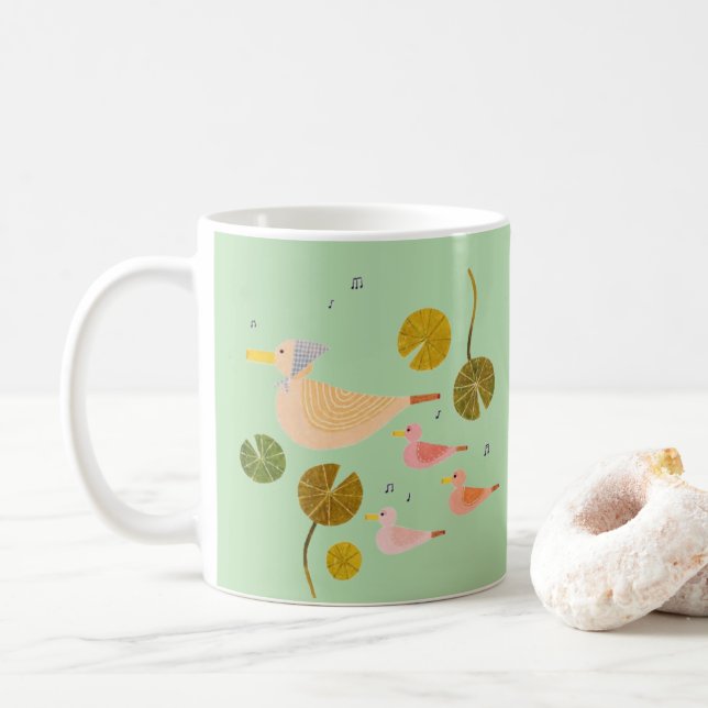 Taza De Café Whimsical Duck Family Kind Ones Gentle Harmony Mug (Con donut)