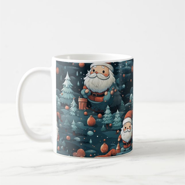 Taza De Café Whimsical Encantada Santa Navidades Mug (Izquierda)