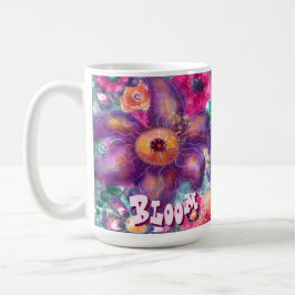 Taza De Café Whimsical Floral Abstract Art Teal Personalized 