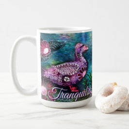 Taza De Café Whimsical Floral Duck Purple Teal Personalized