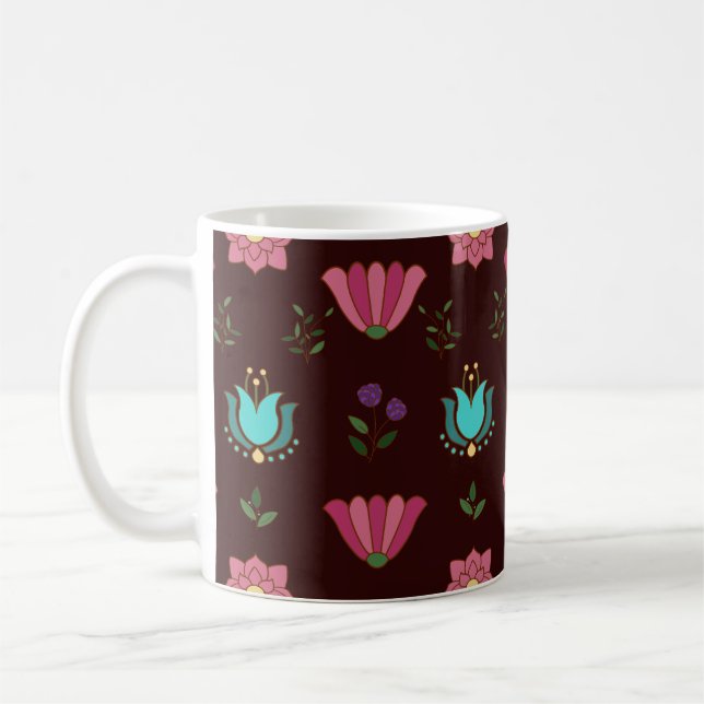 Taza De Café Whimsical Floral Folclore Art Coffee Mug (Izquierda)