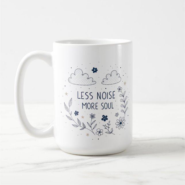 Taza De Café Whimsical Floral Soul Quote Line Art (Izquierda)