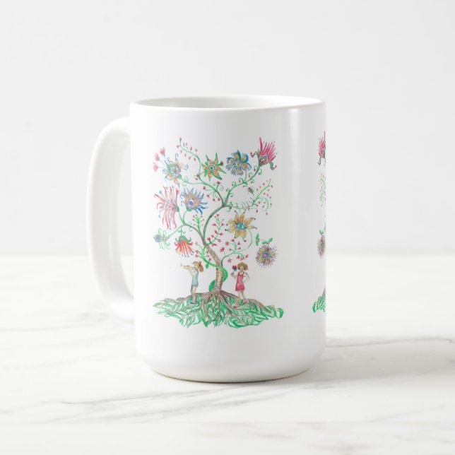 Taza De Café Whimsical Floral Tree  (Anverso izquierdo)