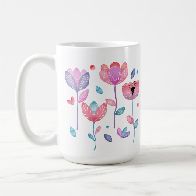 Taza De Café Whimsical Flowers  (Izquierda)