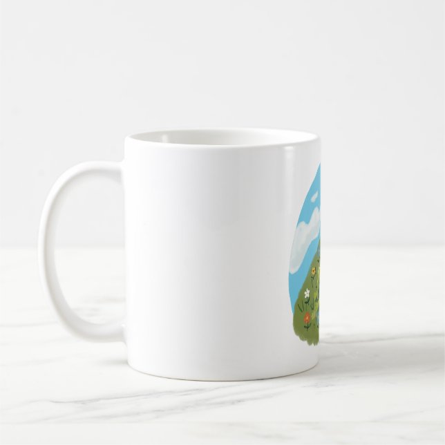 Taza De Café Whimsical Frog Chilling On The Hill Illustration (Izquierda)