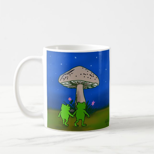 Taza De Café Whimsical Frog Journey Storybook Woodland Art Mug (Izquierda)