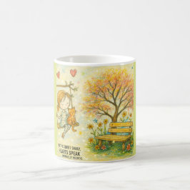 Taza De Café Whimsical Girl and Orange Cat Garden Mug