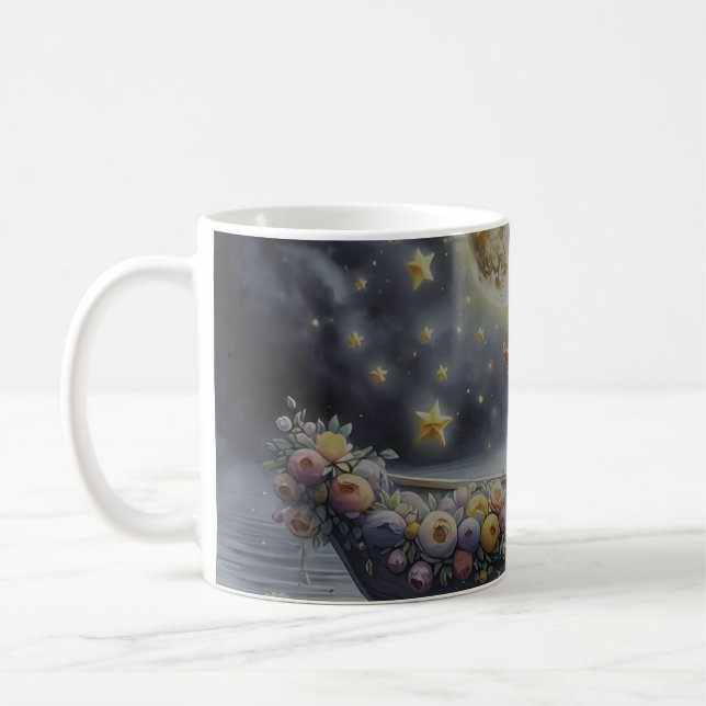 Taza De Café Whimsical Girl Moon Dream Fantasy Scene (Izquierda)