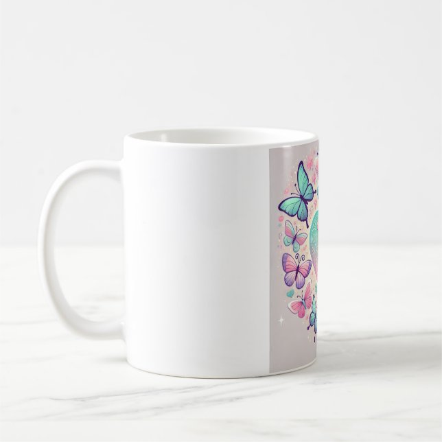 Taza De Café "Whimsical Heart & Butterfly Mug" (Izquierda)