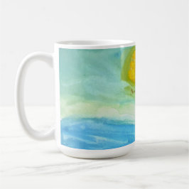 Taza De Café Whimsical Naive Art Sun Landscape