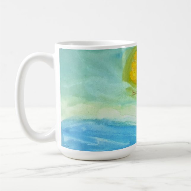 Taza De Café Whimsical Naive Art Sun Landscape (Izquierda)
