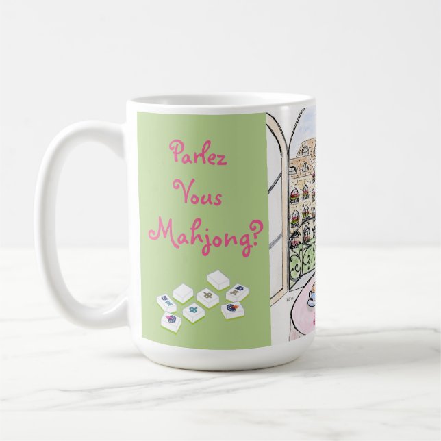 Taza De Café Whimsical Paris and Eiffel Tower MAHJONG (Izquierda)
