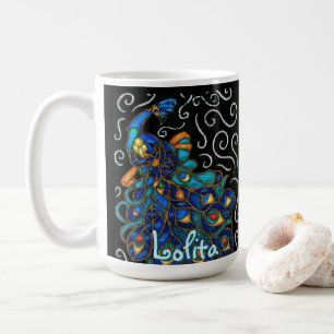 Taza De Café Whimsical Peacock Chalk Pastel Bird Personalizado