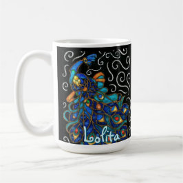 Taza De Café Whimsical Peacock Chalk Pastel Bird Personalizado