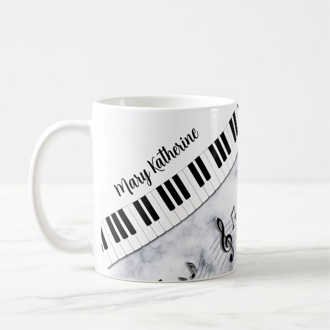 Taza De Café Whimsical Personalizado Piano Keys Black White (Izquierda)