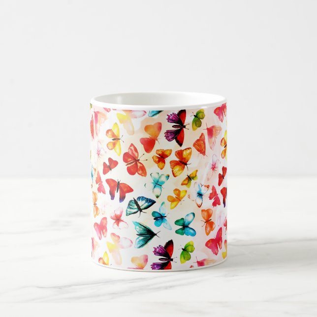 Taza De Café Whimsical Rainbow Forest Butfly acuarela (Centro)