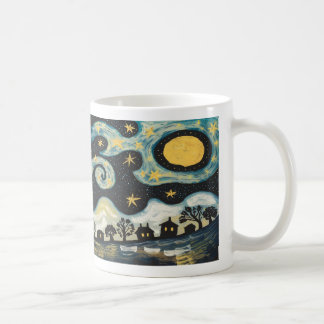 Taza De Café Whimsical Starry Night Village Coffee Mug