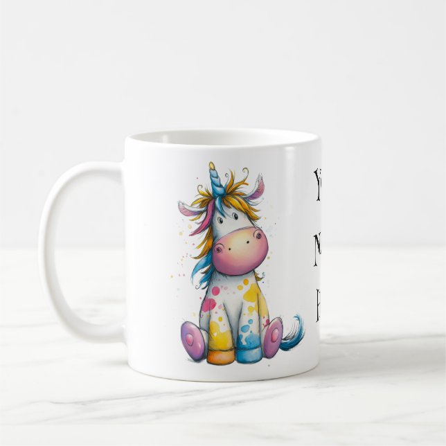 Taza De Café  Whimsical Unicorn – Magical Sips with Your Name (Izquierda)
