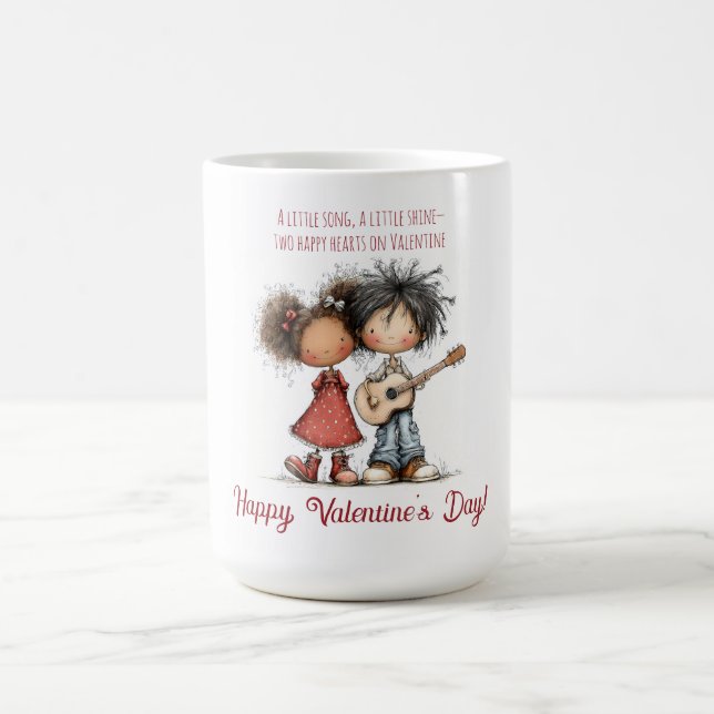 Taza De Café Whimsical Valentine Kids Illustration  (Centro)