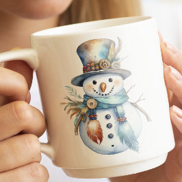 Taza De Café Whimsical Watercolor Boho Snowman Navidades