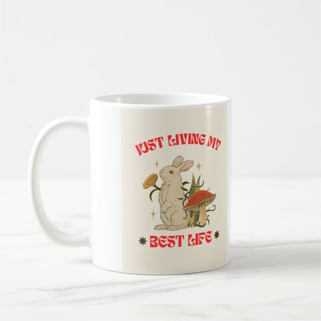 Taza De Café Whimsical White Rabbit Life Mug (Izquierda)