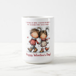 Taza De Café Whimsical Winter Valentine Kids Illustration