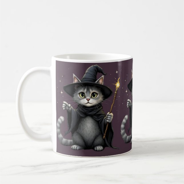 Taza De Café Whimsical Witch Cat Mug (Izquierda)