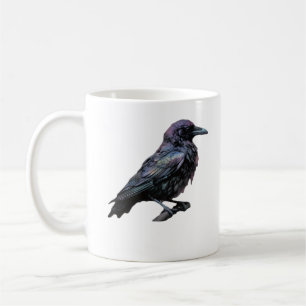 Taza De Café Whimsigoo Moody Floral Grungy Corvus, Raven, Crow