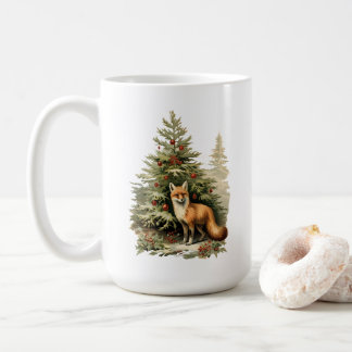 Taza De Café Whimsy festivo: árbol de Navidad y Fox