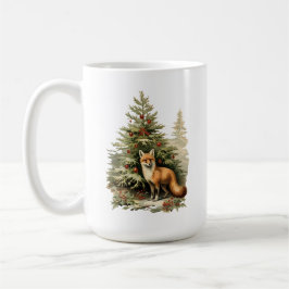 Taza De Café Whimsy festivo: árbol de Navidad y Fox