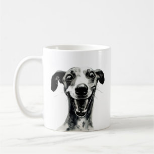 Taza De Café Whippet blanco y negro   Grasa
