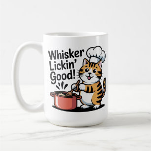 Taza De Café Whisker Lickin' Buena Cocina de Chef Gato