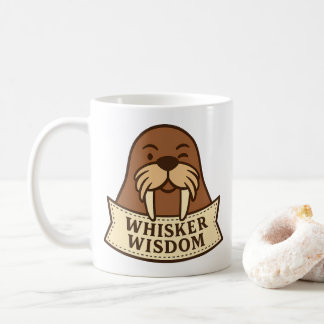 Taza De Café Whisker Wisdom Cute Jovial Walrus Mascot Cartoon